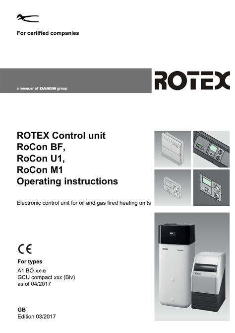 ROTEX Controller RoCon U1, RoCon M1 Operating instructions.